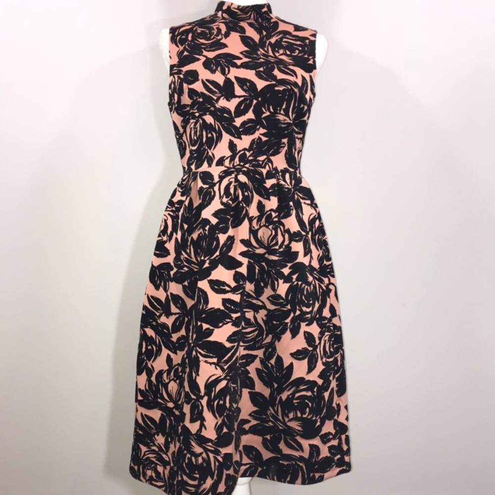 Alexa B Mock Neck Sleeveless Rose Print Dress Sz14
